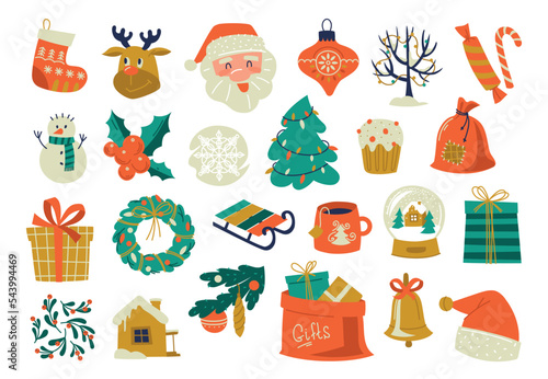 Set of New Year elements. Christmas mood. Vector image.