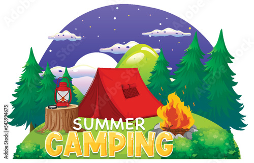 Camping tent with summer camping text