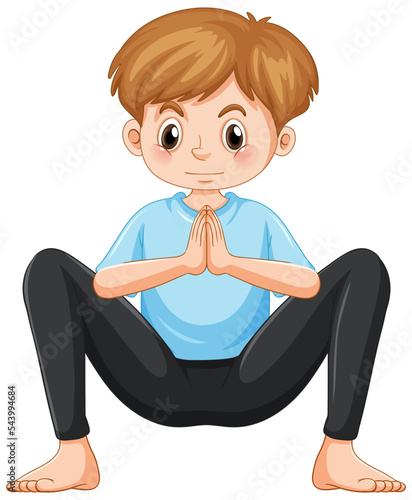 Yoga squat pose cartoon character