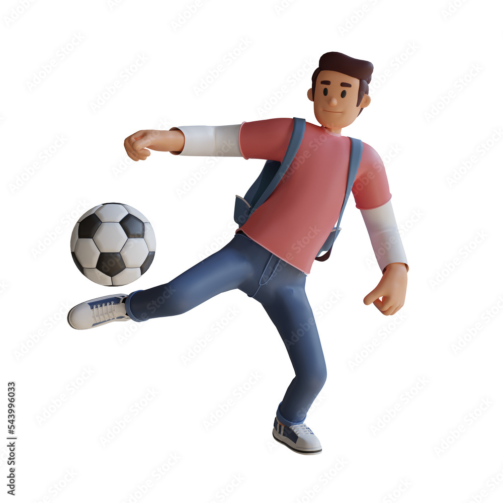 Boy football mascot 3d character illustration