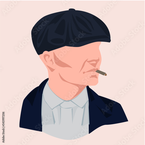 illustration of a man wearing a cap with a cigar photo