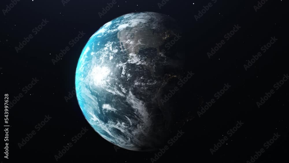 Earth from space as days and nights pass by timelapse