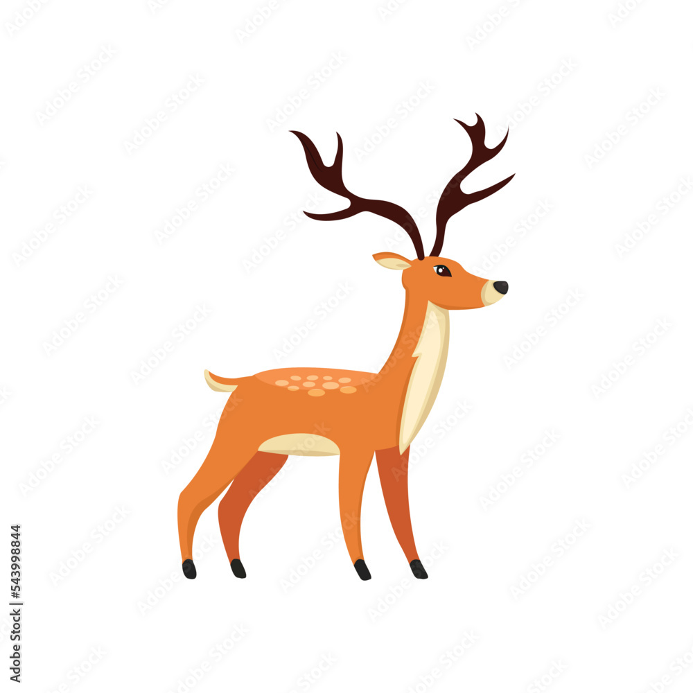Obraz premium cute Christmas vector reindeer vector isolated on white background. Perfect for coloring book, textiles, icon, web, painting, books, t-shirt print. 
