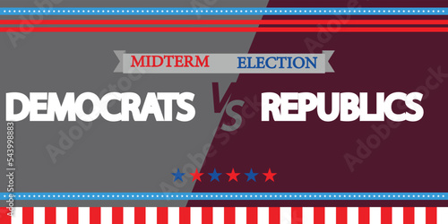 democrats vs republics background vector, midterm election 2022