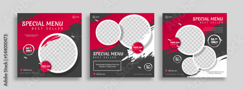 Creative food social media post template vector	