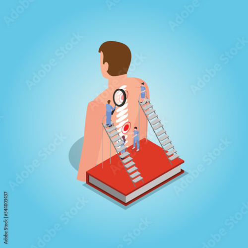 Chiropractor isometric 3d vector illustration concept for banner, website, illustration, landing page, flyer, etc.
