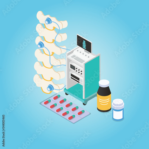 Osteopathy session and treatment isometric 3d vector illustration concept for banner, website, illustration, landing page, flyer, etc.