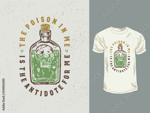 Vintage poison bottle t-shirt design illustration