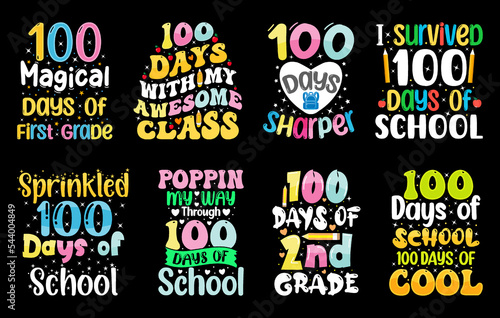100th days of school t shirt Bundle, hundred days t shirt design set