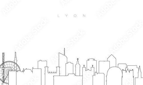 Outline Lyon skyline. Trendy template with Lyon buildings and landmarks in line style. Stock vector design.