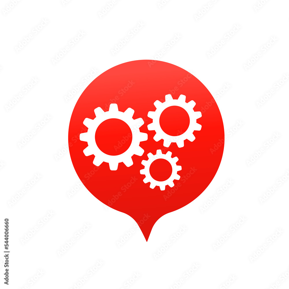 Gear settings bubble message. Vector illustration Gear settings bubble message. Vector illustration
