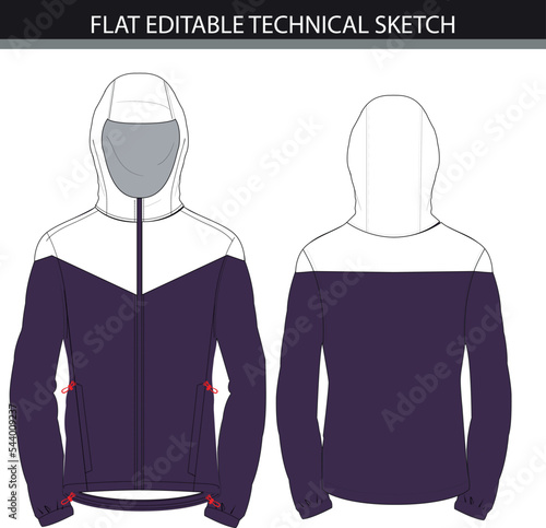 Winter jacket color block flat sketch editable vector file