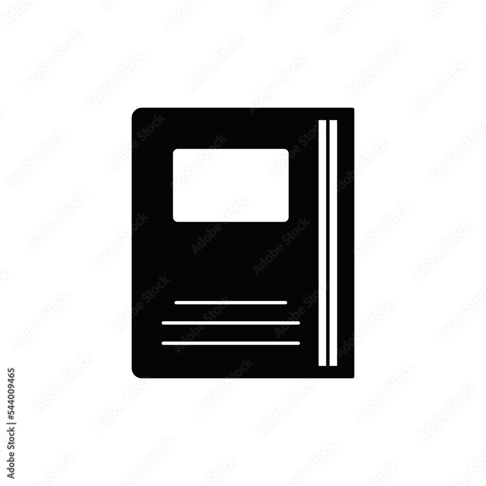 book icon in black flat glyph, filled style isolated on white background