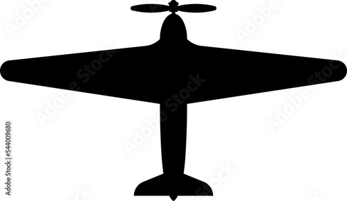 Top view of plane silhouette icon. Vector illustration isolated on white