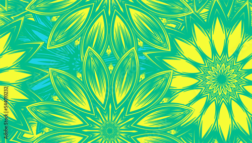 Flowers. Seamless floral background. Tracery handmade nature ethnic fabric backdrop pattern. Textile design texture. Decorative color art. Vector