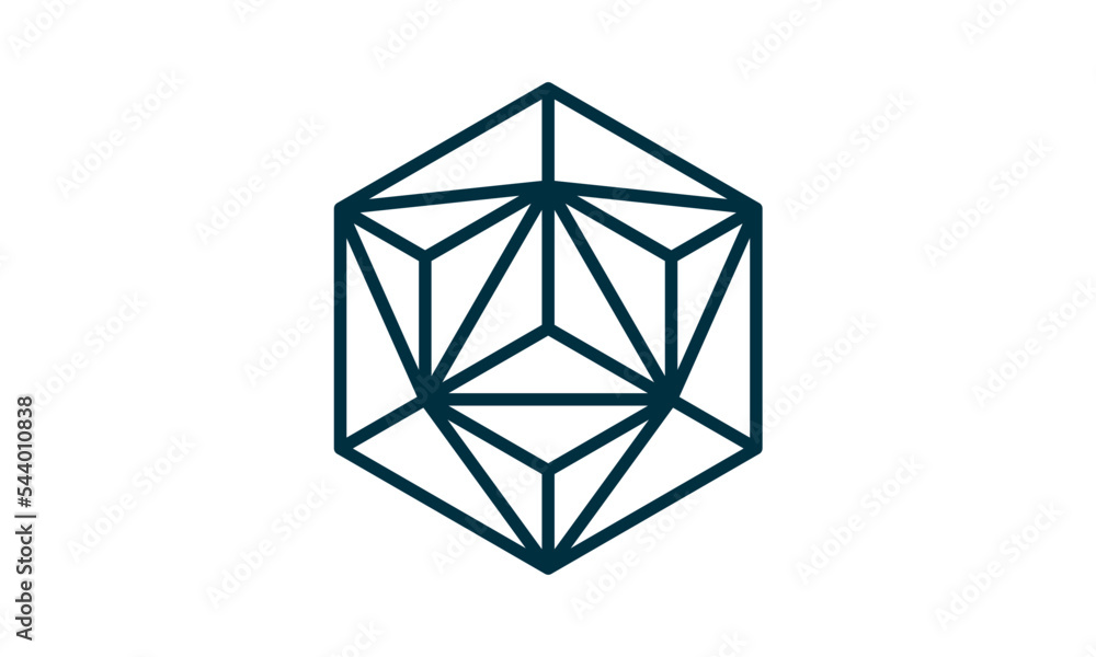line art cube logo template line art cube logo template