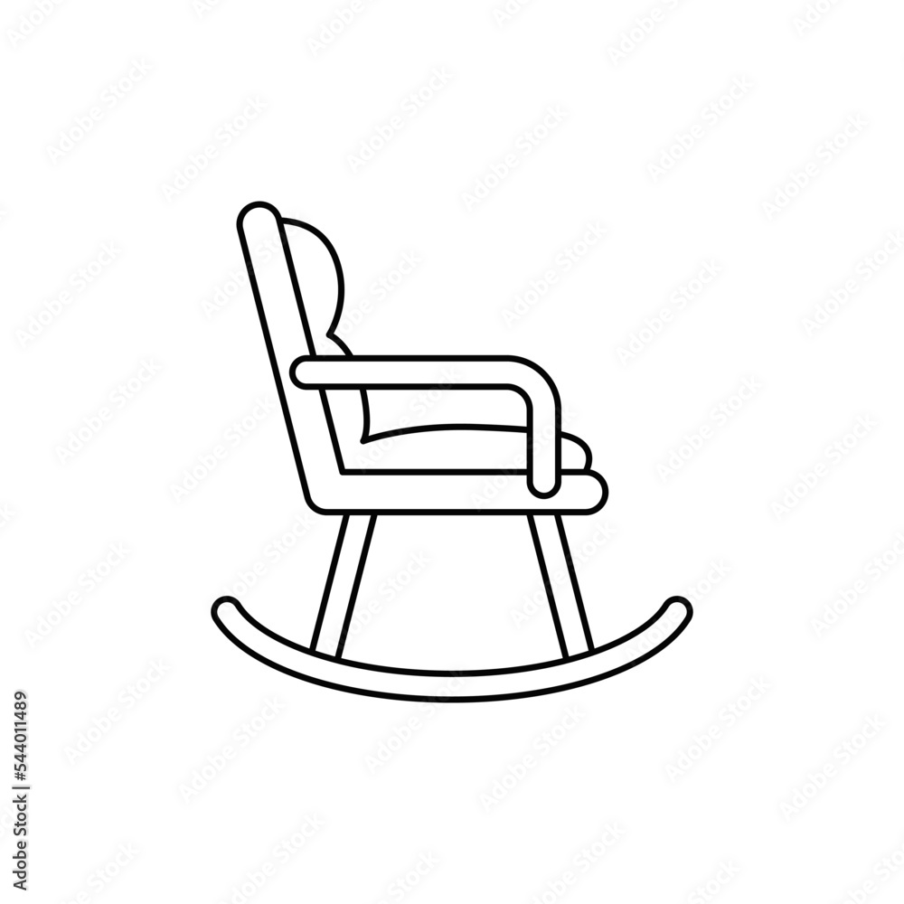 rocking chair icon in line style icon, isolated on white background rocking chair icon in line style icon, isolated on white background