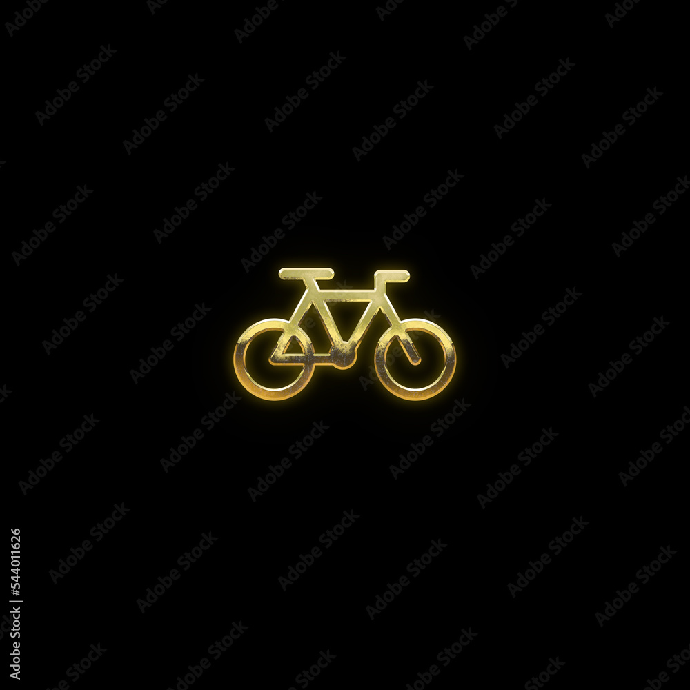 Bicycle Luxury realistic golden texture icon on black background Bicycle Luxury realistic golden texture icon on black background