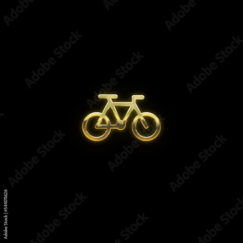 Bicycle Luxury realistic golden texture icon on black background 