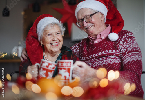 Photography Happy senior couple celebrating Christmas Eve together.