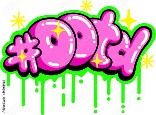 Outfit of The day！のグラフィティデザイン「OOTD」イラスト。