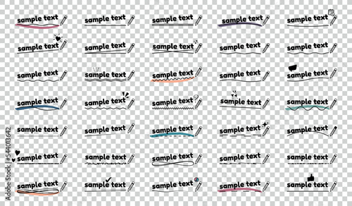 Underlined Sample Text Icons Set - Different Simple Flat Vector Illustrations Isolated On Transparent Background