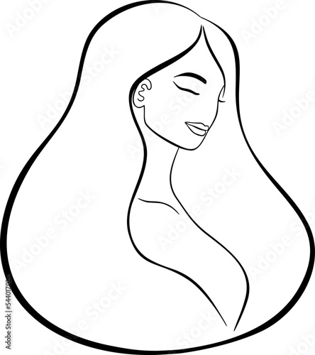 Minimalistic woman line art silhouette