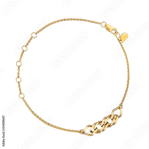 Women's gold chain bracelet with clasp and various links. The ob