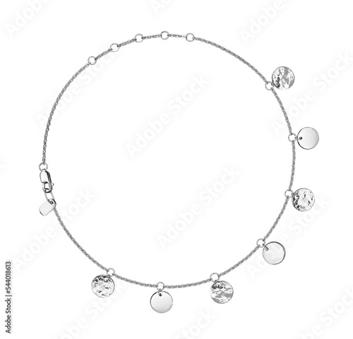 Women's bracelet from a silver chain with a clasp and various li