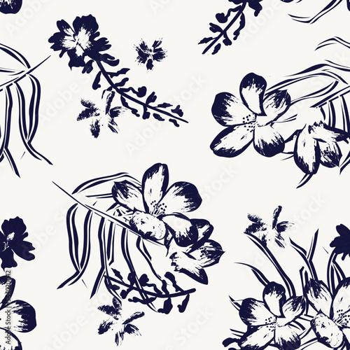 Oriental Floral Seamless Pattern Design Background