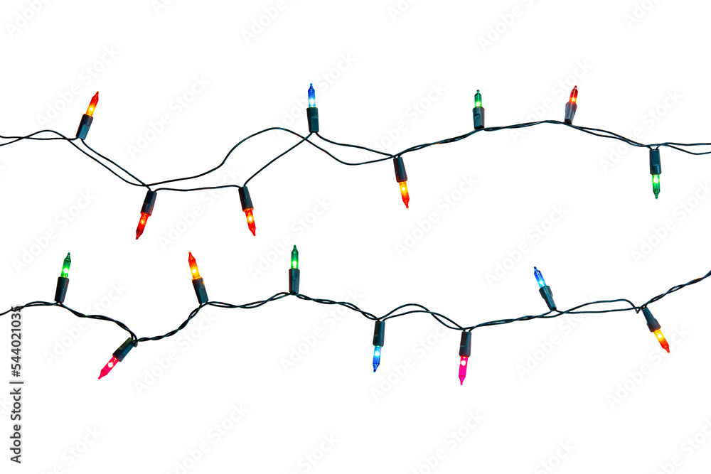 String of Christmas lights isolated on white background With clipping path. String of Christmas lights isolated on white background With clipping path.