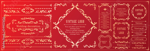 マスタクリスマスモチーフのフレームデザインセット。ゴージャスでエレガントなデザイン素材