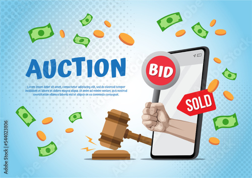 Auction and mobile phone bidding concept