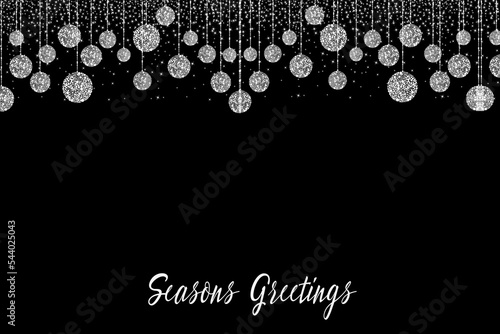 Happy Holidays! Black and white illustration with holiday decoration