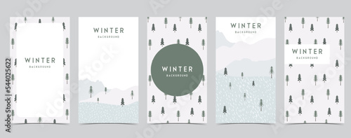 Cute christmas background for social media with mountain,snow