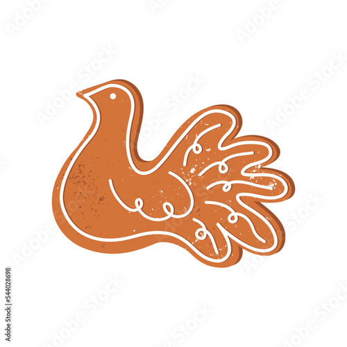 Wallpaper Mural Gingerbread christmas bird isolated on white background. New Year and Christmas gingerbread. Winter homemade sweets. New Year food. Traditional sweet xmas biscuits. Cartoon flat vector illustration. Torontodigital.ca