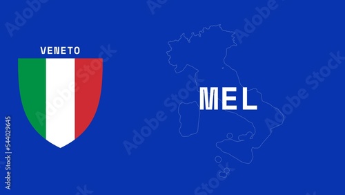Mel: Illustration mit dem Ortsnamen der italienischen Stadt Mel in der Region Veneto photo