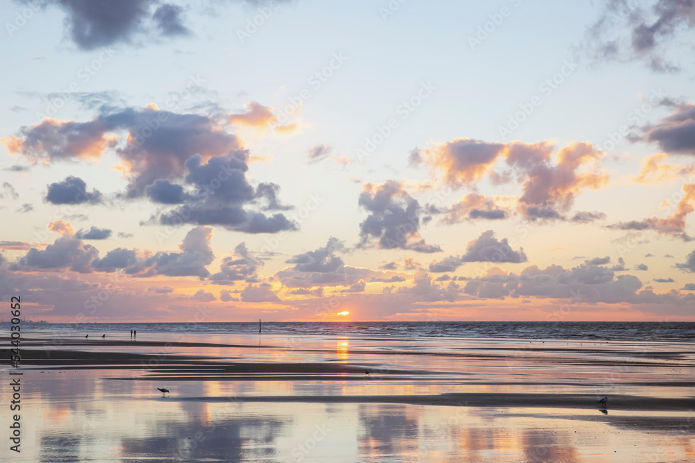 © Westend61 - Belgium, West Flanders, Wet beachat sunset