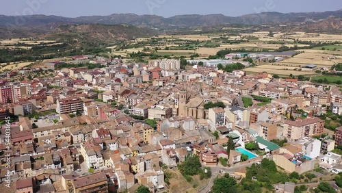 Bird's eye view of Tremp, town in comarca of Pallars Jussa, province of Lleida, Catalonia, Spain. photo