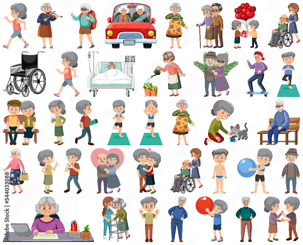 Collection of elderly people icons