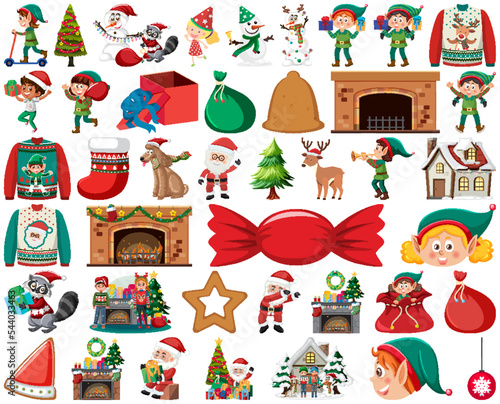 Christmas characters and elements set