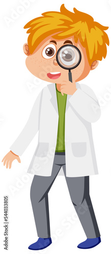 Cute scientist boy cartoon character