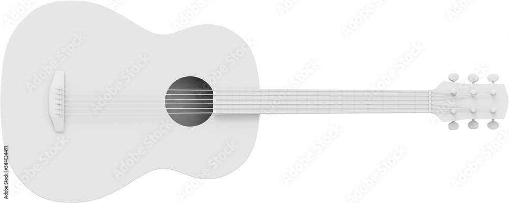 White acoustic guitar, front view. 3D rendering. PNG icon on transparent  background. Illustration Stock | Adobe Stock