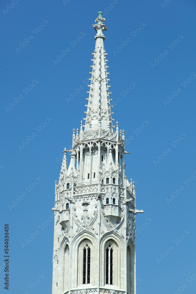 Budapest 14th century Matthias Gothic Church Spire