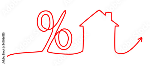 Rising mortgage trend concept on white background