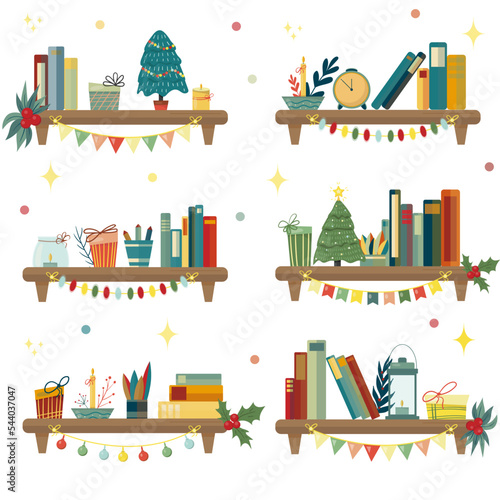 Holiday shelves in Christmas style