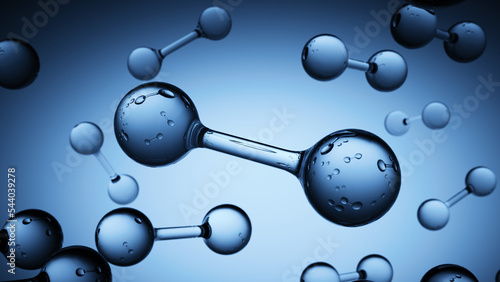 Many molecular on blue background