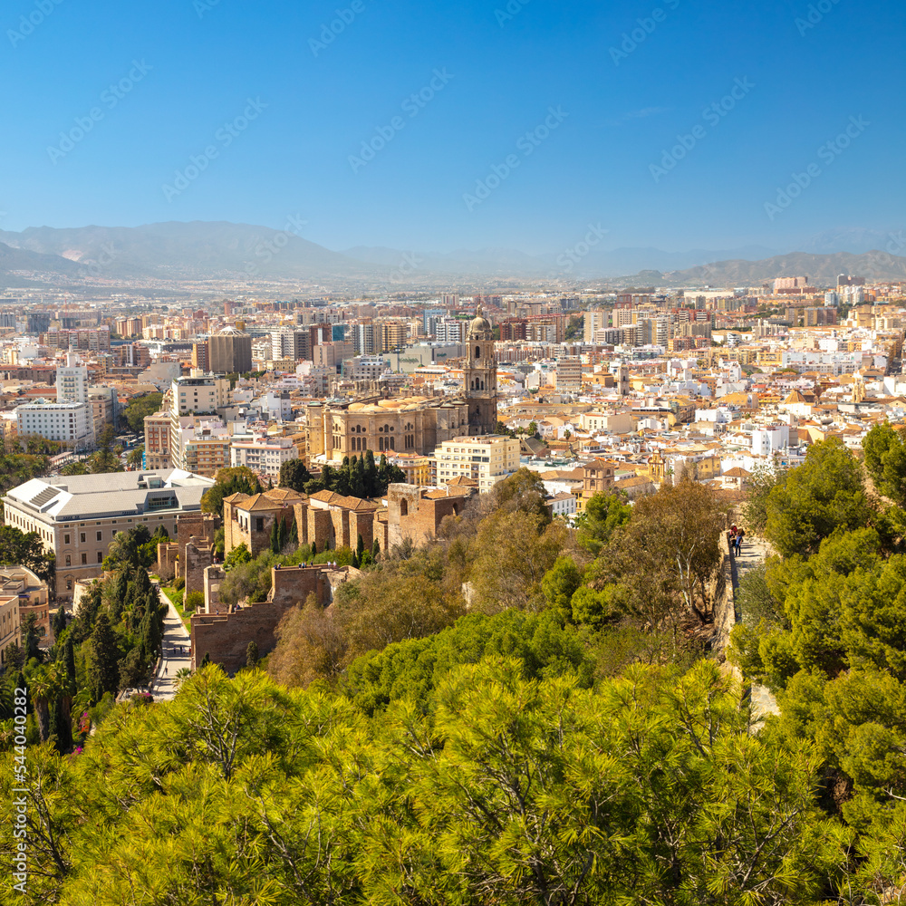 Malaga- panoramic cityscape view- Andalusia, Spain