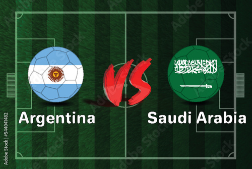 Argentina vs Saudi Arabia soccer ball in flag design on FIFA World Cup 2022 