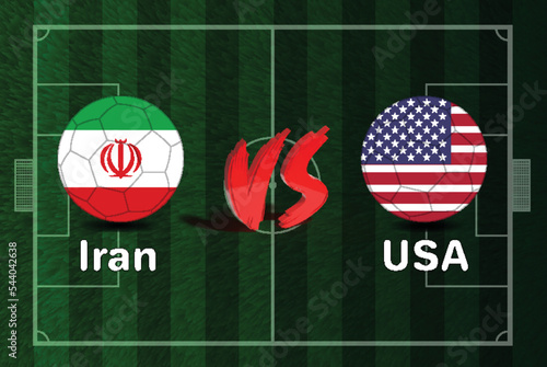 Iran Vs USA soccer ball in flag design on FIFA World Cup 2022